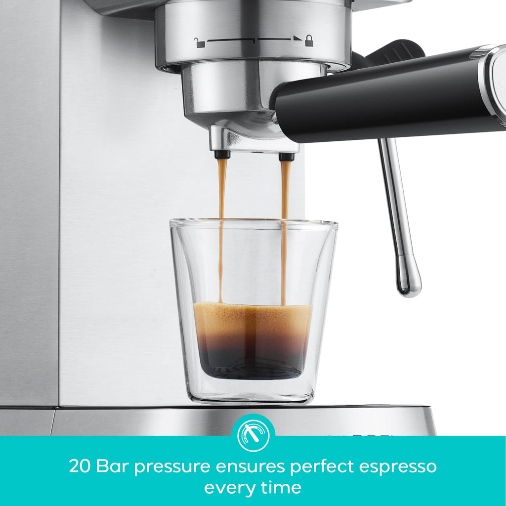 Compact Espresso Machine with Milk Frothing Steam Wand F36530