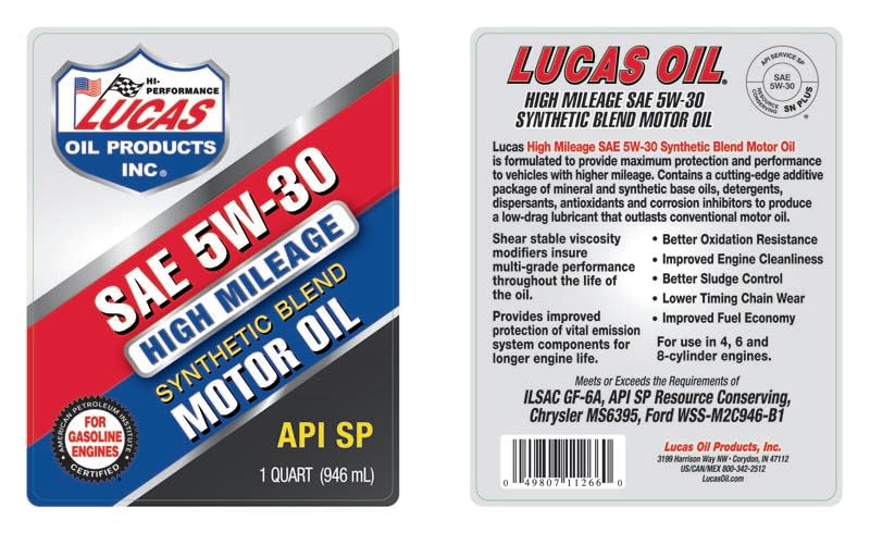 Synthetic Blend High Mileage 5w-30 Motor Oil 1 Quart D867