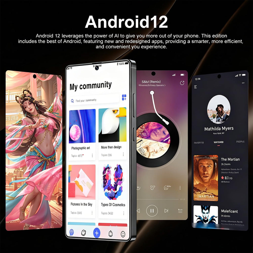 Unlocked 4G Smartphone 6.6" HD Display 4GB+32GB Dual SIM Android 12.0 Black E6888