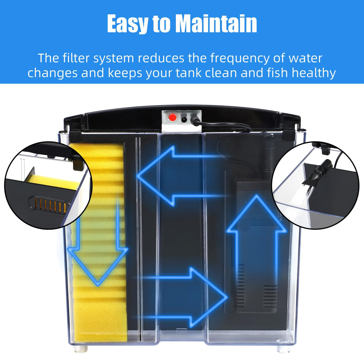 1.2 Gallon Aquarium Starter Kit with LED Light and Water Filter Pump I734