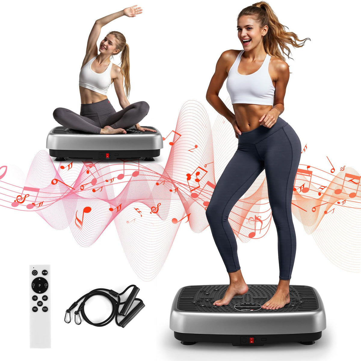 Vibration Plate Exercise Machine with Resistance Bands W87197