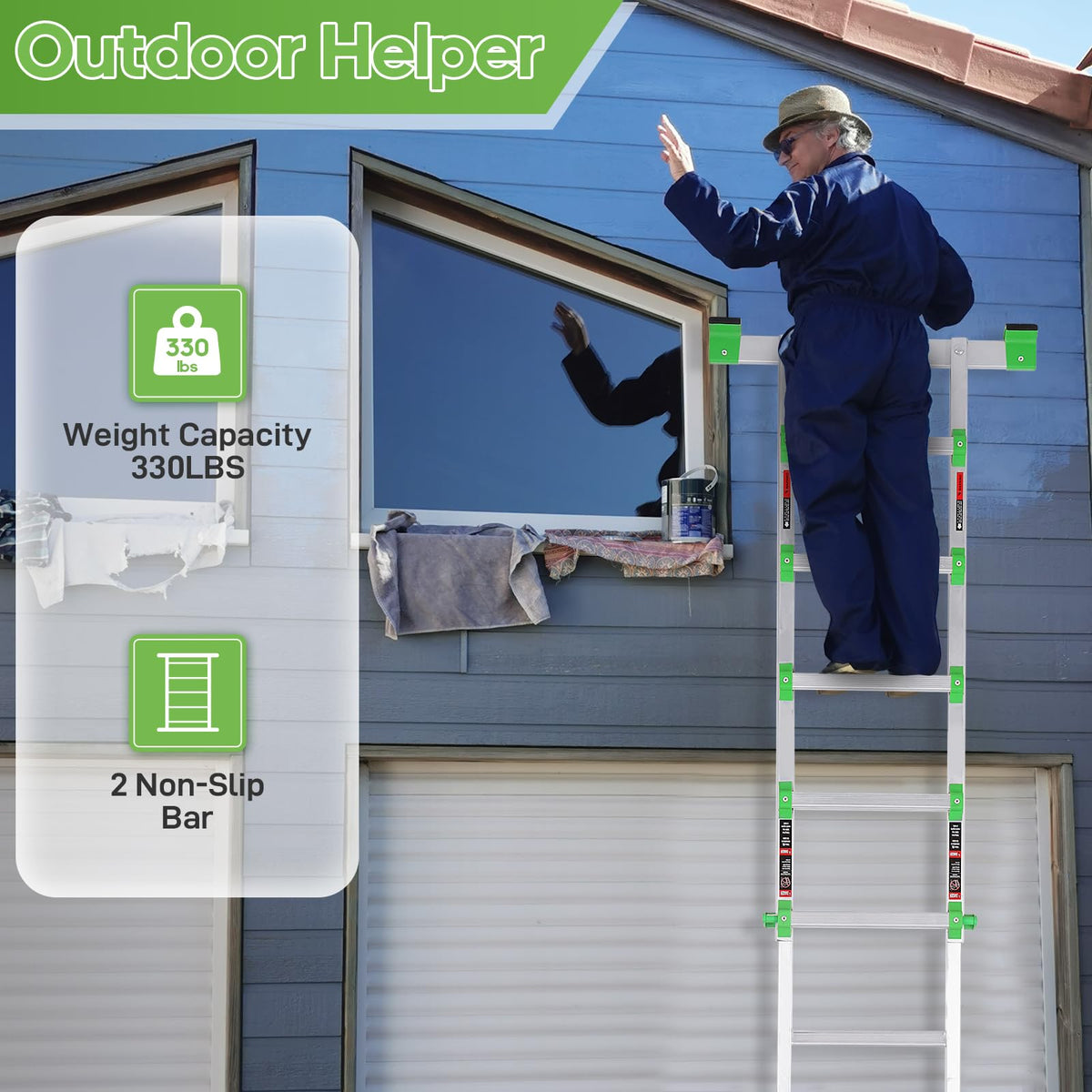 5 Step 17 Ft Anti-Slip Aluminum Folding Ladder W336