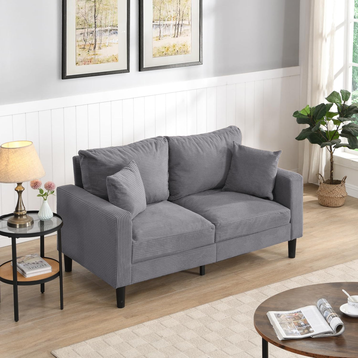 Light Gray 2 Seat Loveseat Sofa V169945