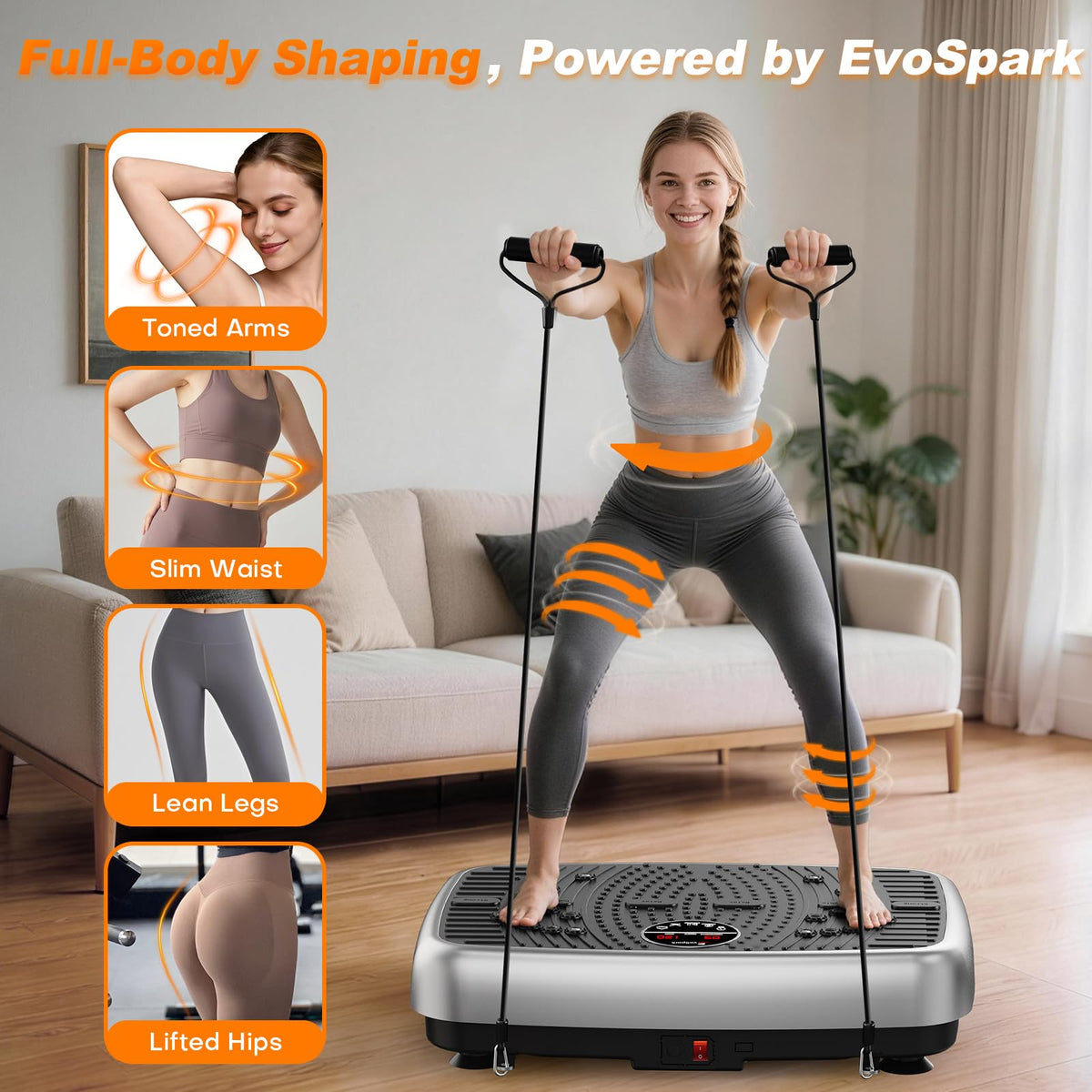 Vibration Plate Exercise Machine with Resistance Bands W87197