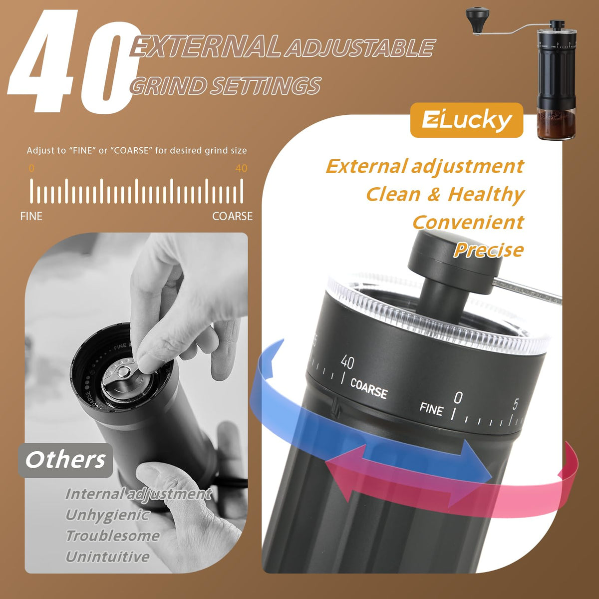 Manual Coffee Grinder with Ceramic Conical Burr F88671