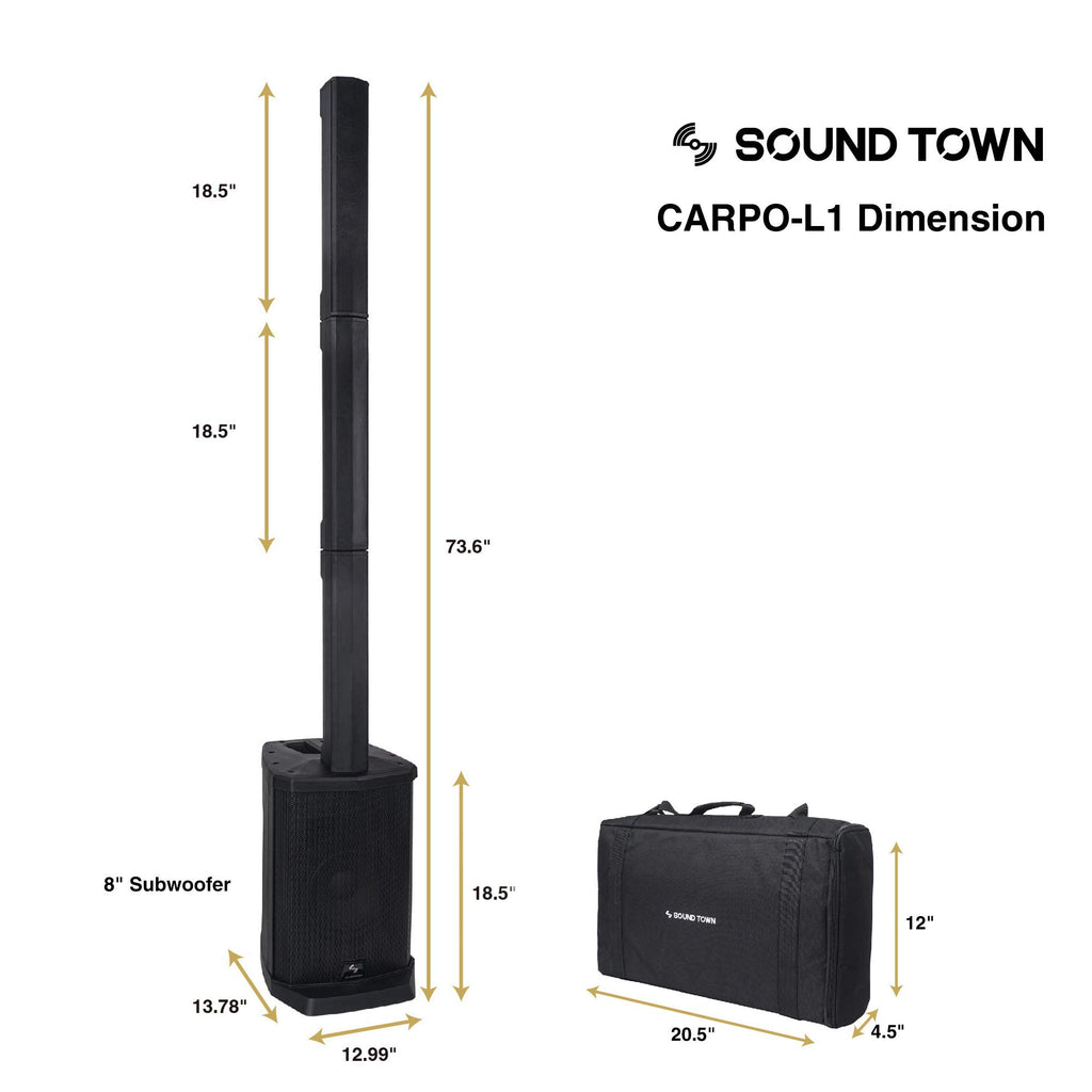 Portable Line Array Column PA/DJ System with Sub Bass Module V630784