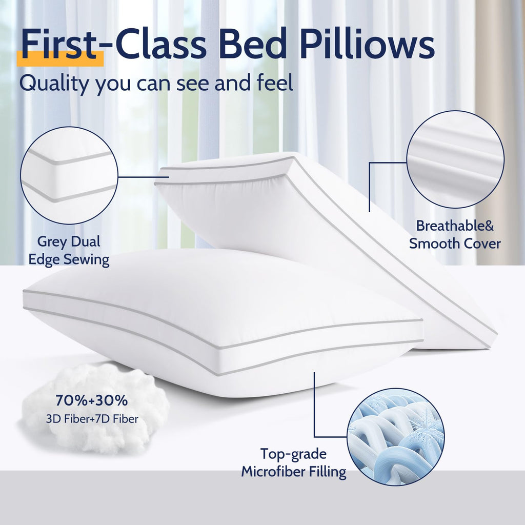 King Size Set of 2 Down Alternative Bed Pillows Z376876
