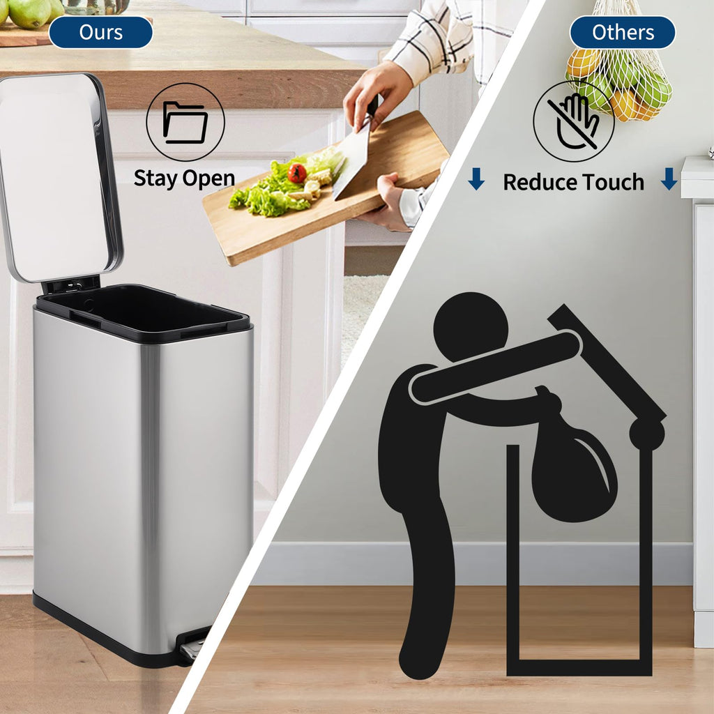 50L Slim Stainless Steel Kitchen Trash Can R152273