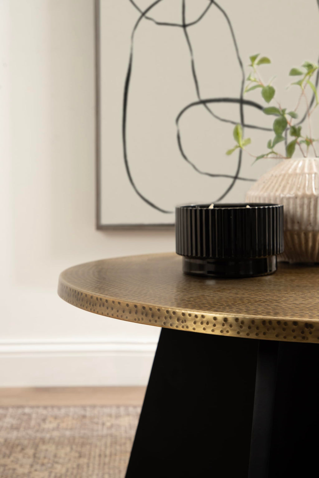 Round Hammered Metal Coffee Table D2994