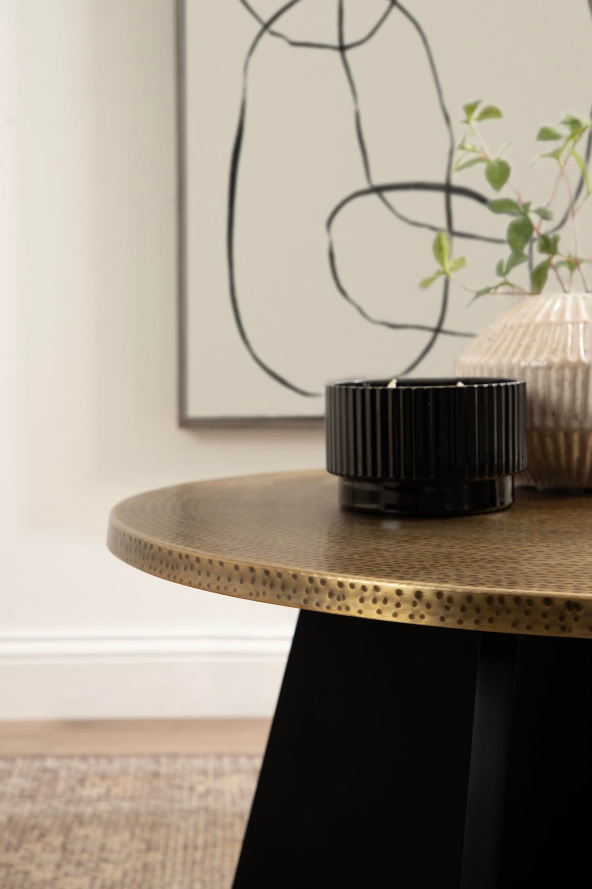 Round Hammered Metal Coffee Table D2994