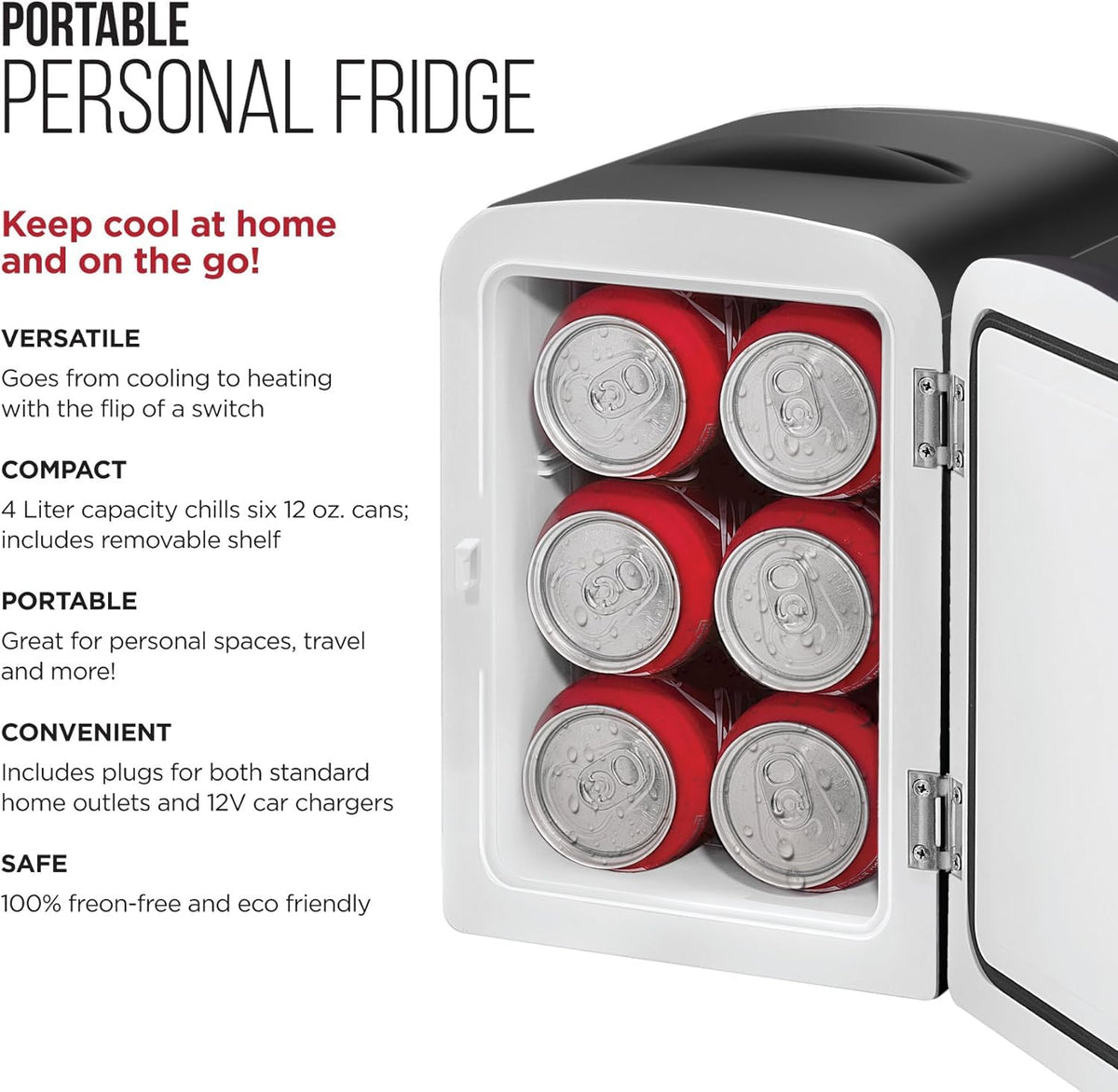 Black Portable Mini Fridge 4-liter F424