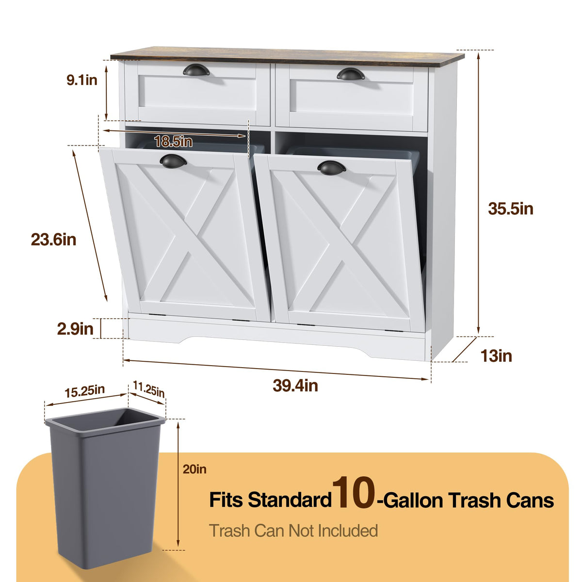 White Tilt Out Trash Cabinet F720139