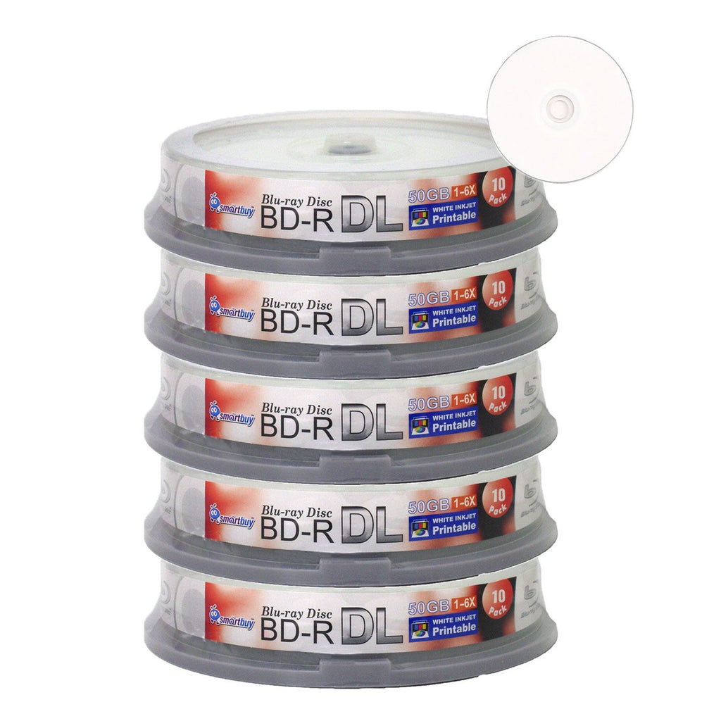 50-disc 50gb 6X Bd-r Dl White Inkjet Hub Printable Blank Disc U194433