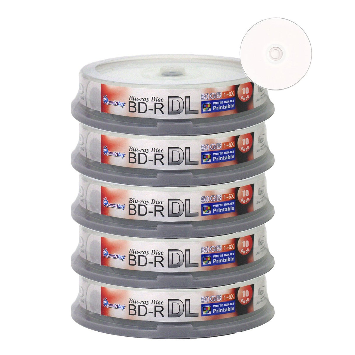 50-disc 50gb 6X Bd-r Dl White Inkjet Hub Printable Blank Disc U194433