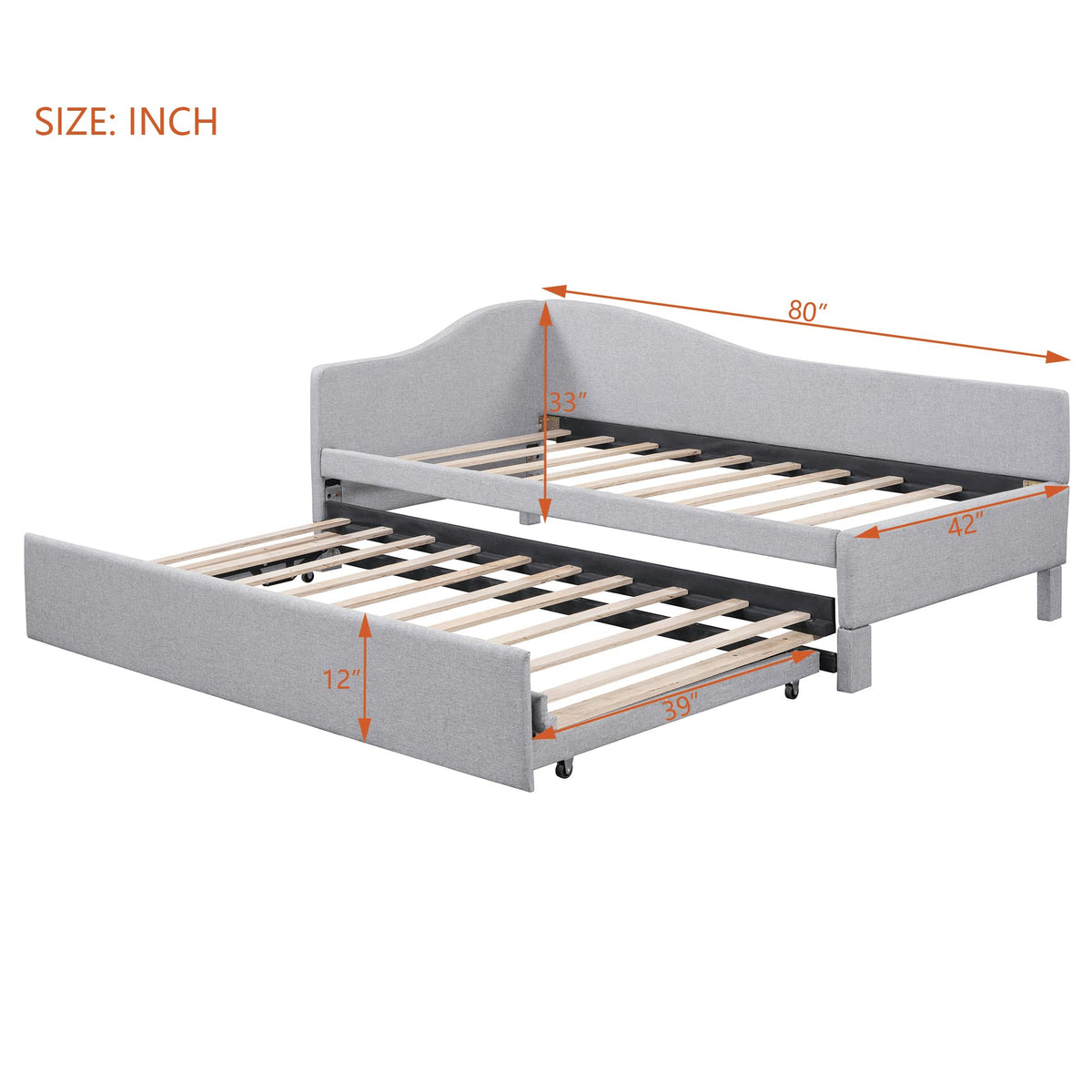Twin Size Linen Extendable Upholstered Daybed with Pop Up Trundle U252