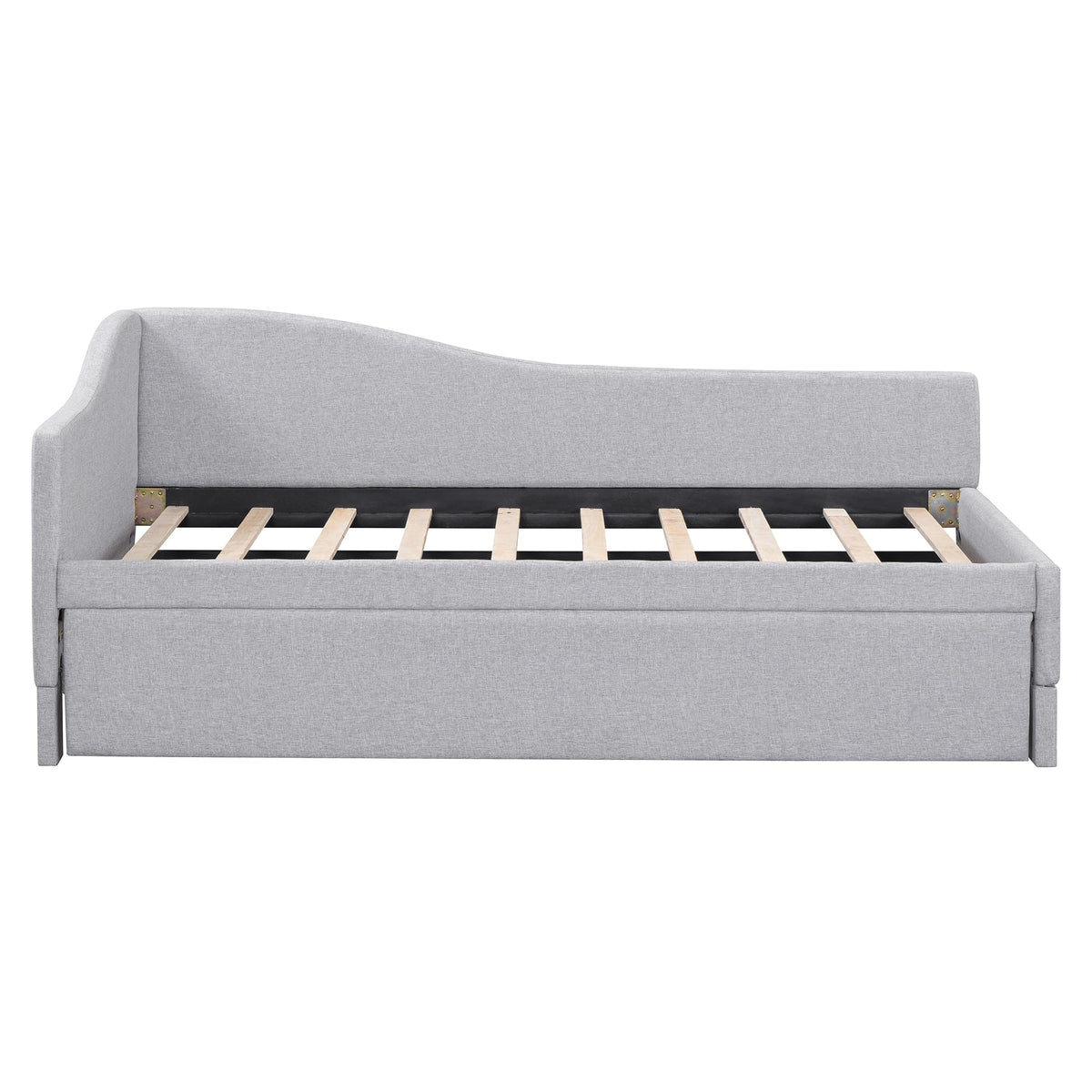 Twin Size Linen Extendable Upholstered Daybed with Pop Up Trundle U252