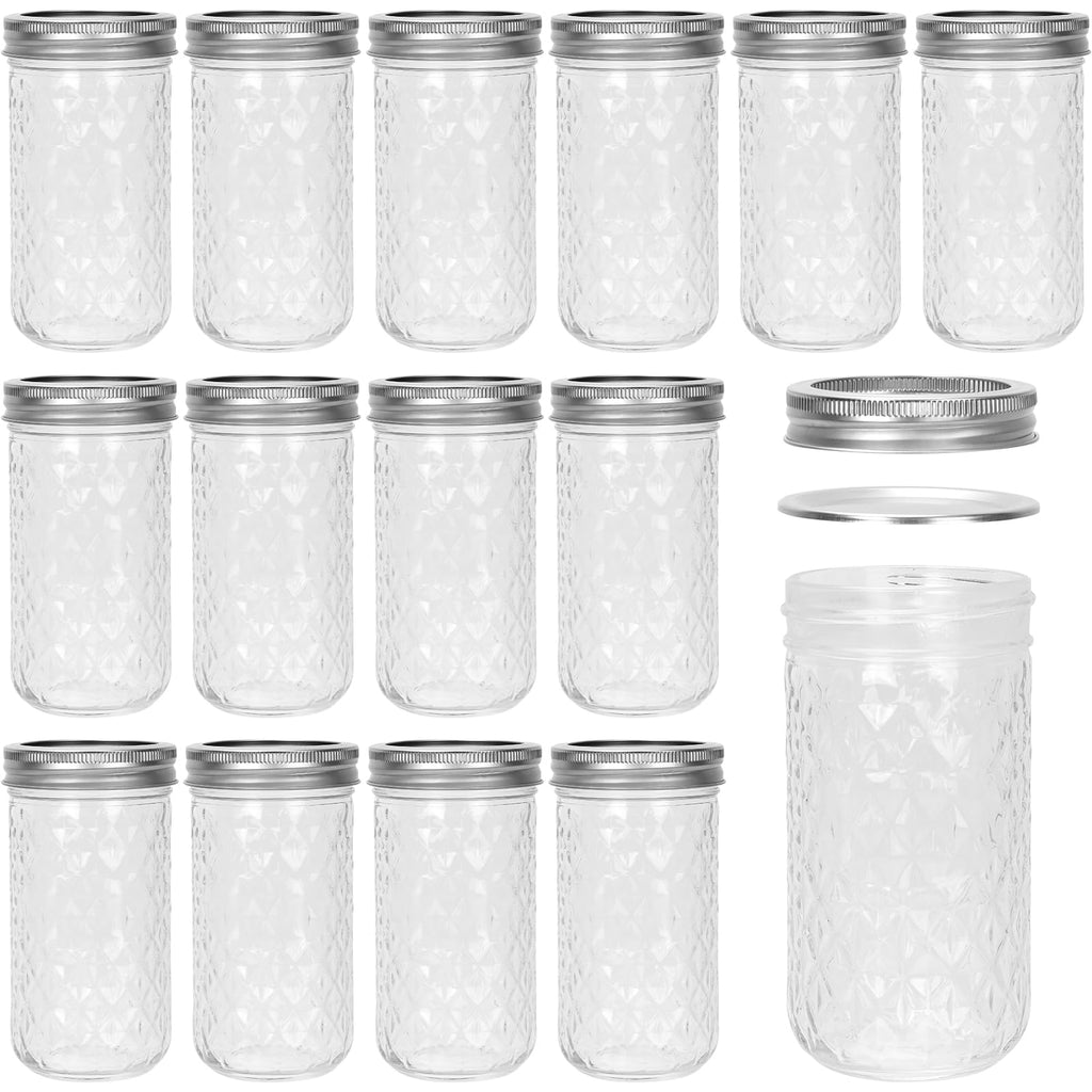12 oz Regular Mouth Glass Mason Jar 15 Pack M8842