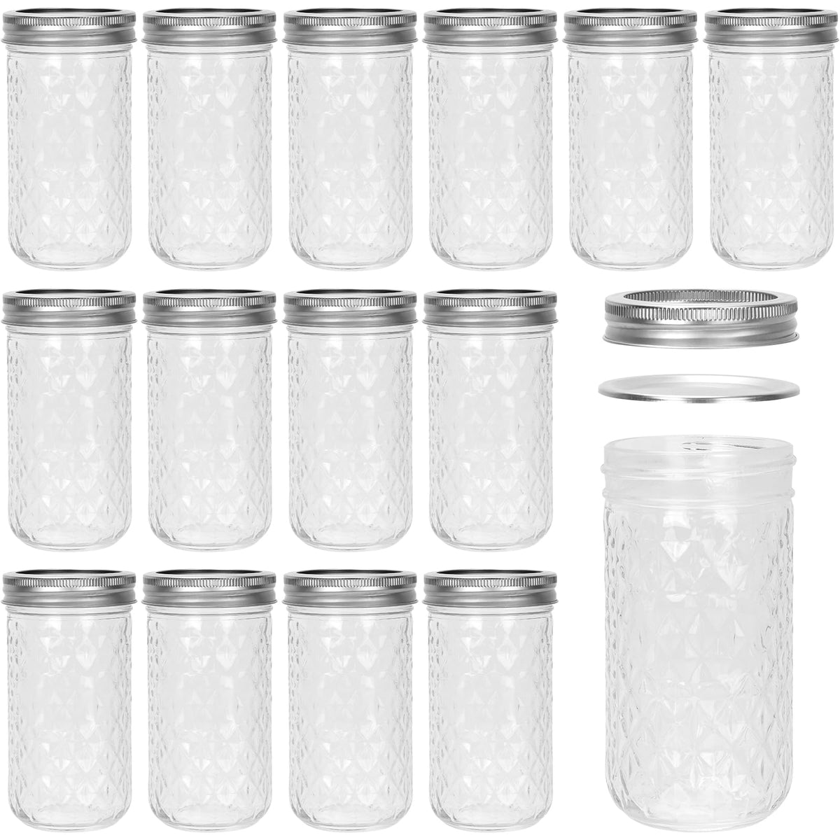 12 oz Regular Mouth Glass Mason Jar 15 Pack M8842