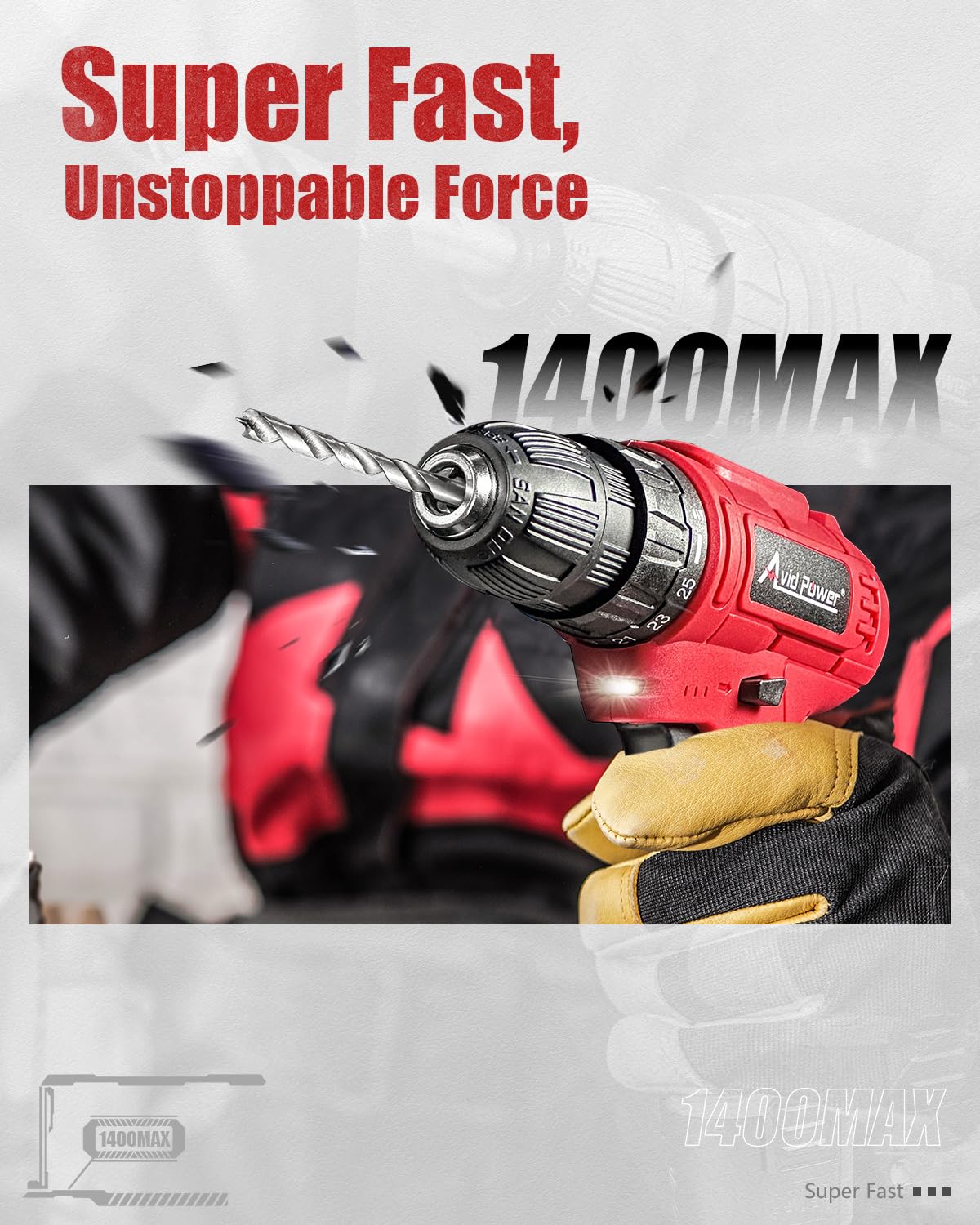 12V Cordless Drill Set 3/8" Power Driver E39964