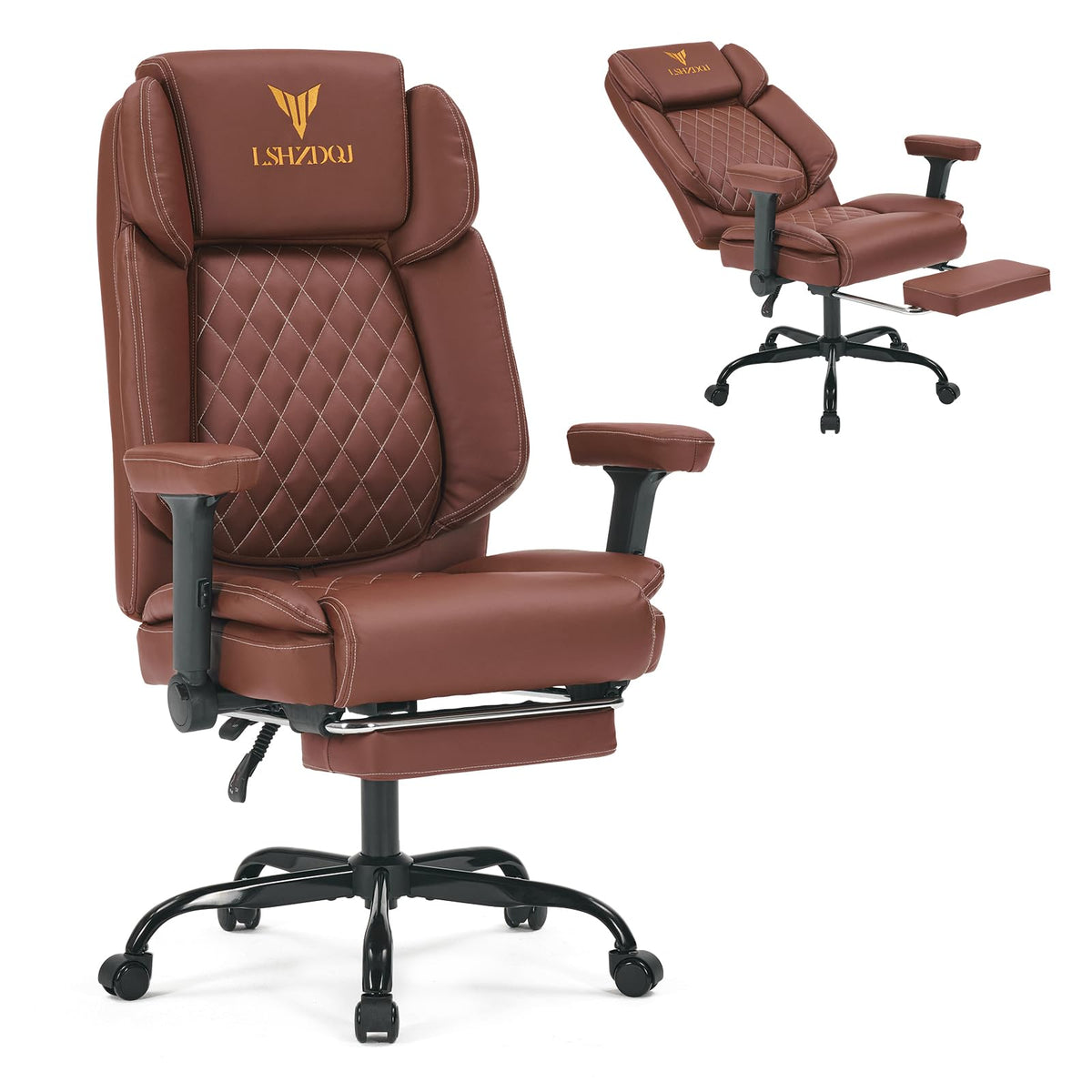 Big Tall Office Chair with Footrest Brown C321742