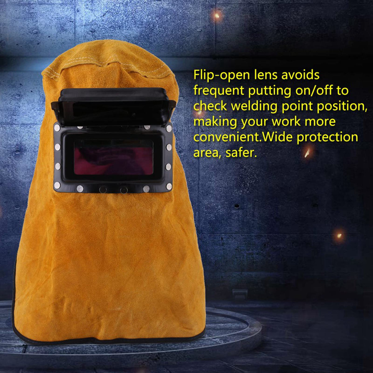 Leather Welding Hood with Auto Darkening Lens F103282
