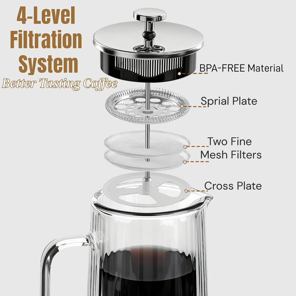 34oz Double Wall Borosilicate Glass French Press Coffee Maker O92987