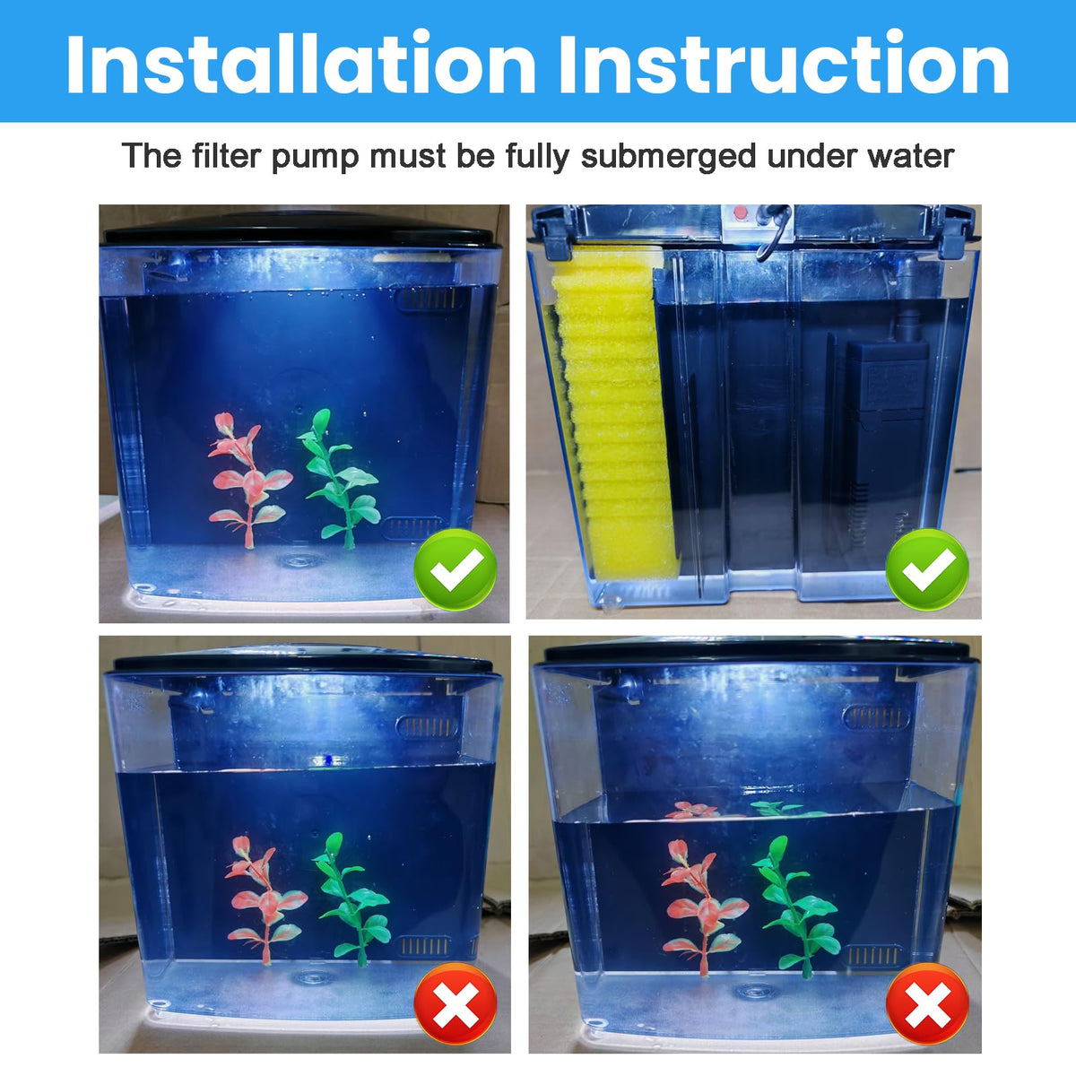1.2 Gallon Aquarium Starter Kit with LED Light and Water Filter Pump I734