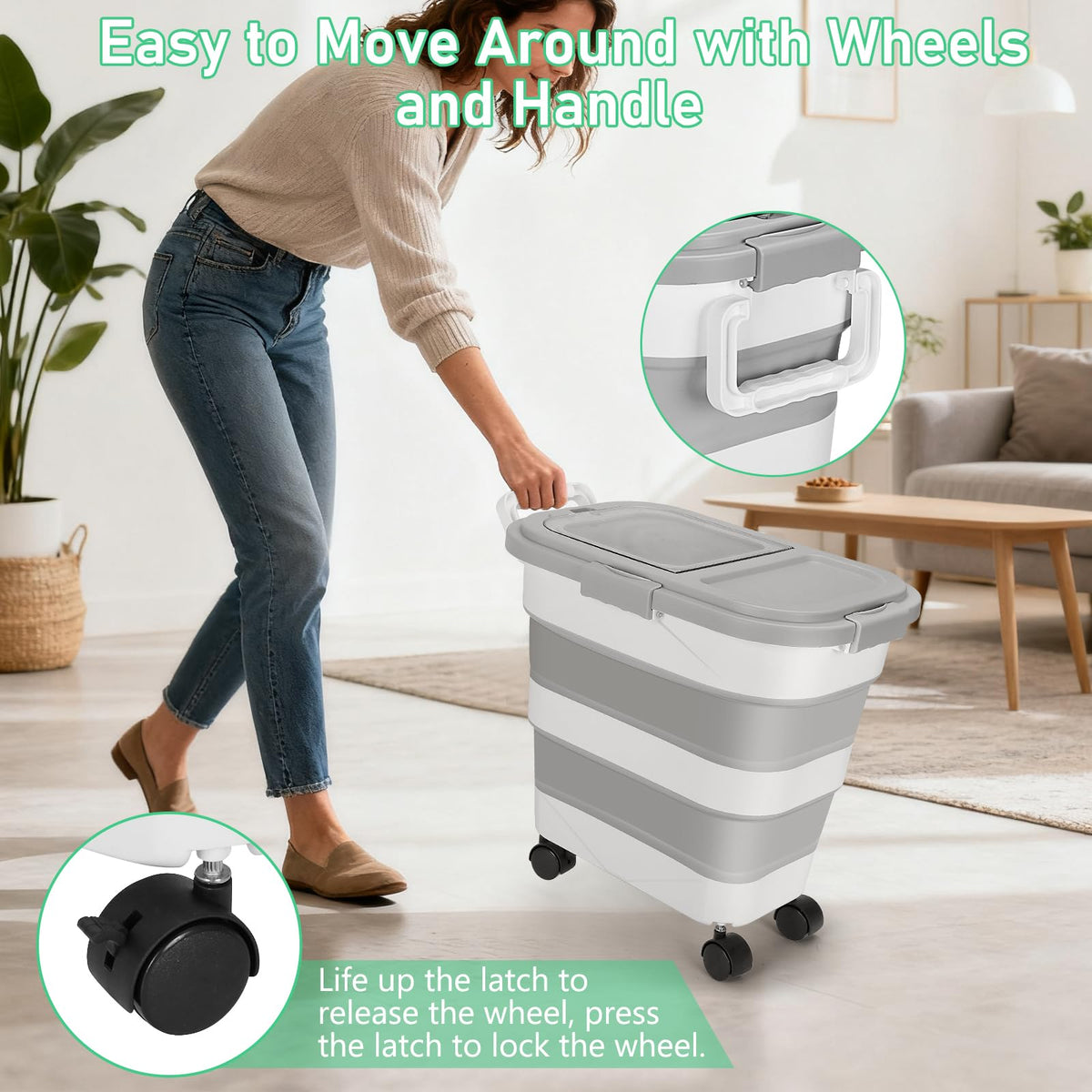 30LB Dog Food Storage Container with Wheels I582015