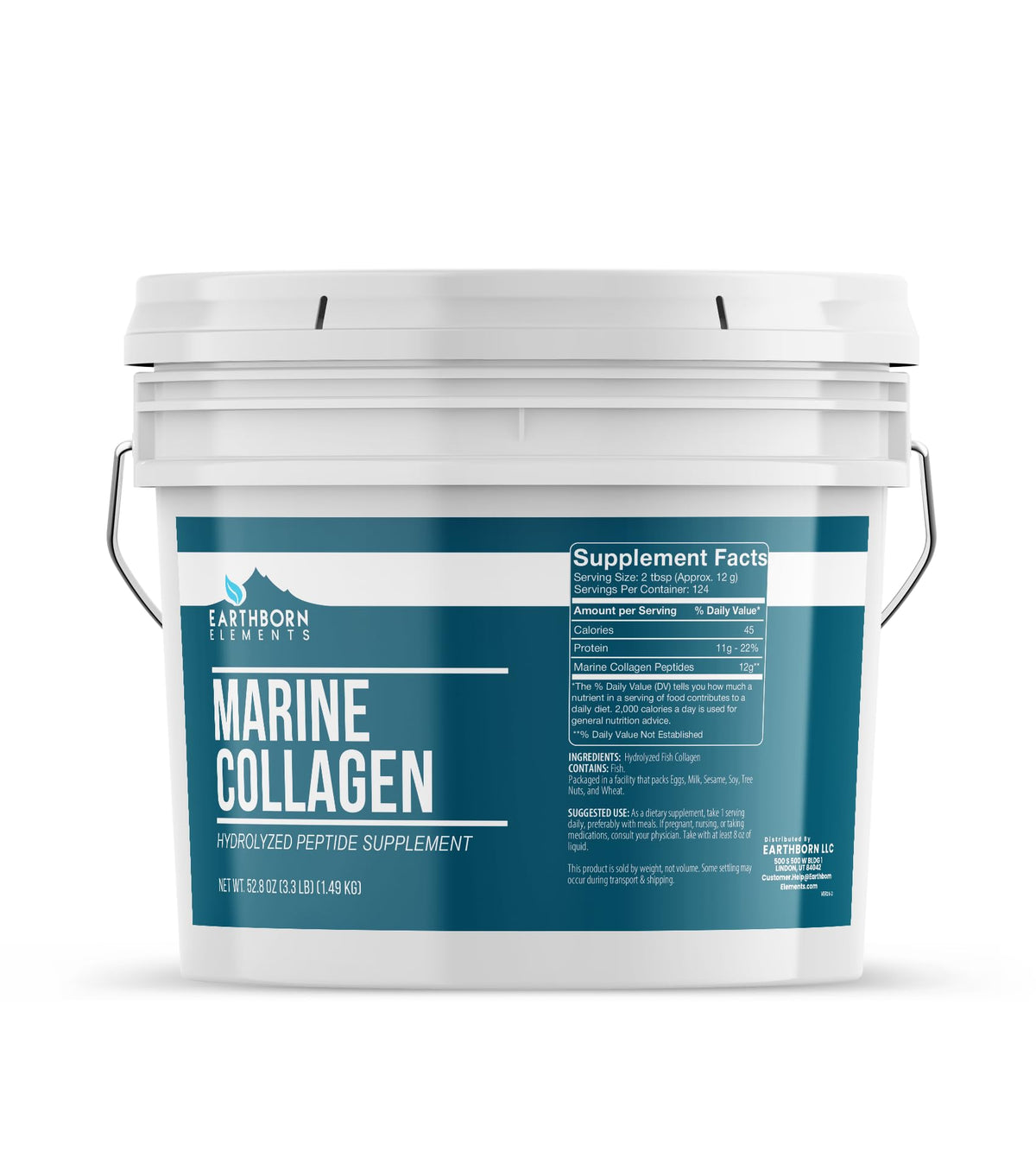 Hydrolyzed Marine Collagen Peptides Powder Dietary Supplement 52.8 Ounce L9009