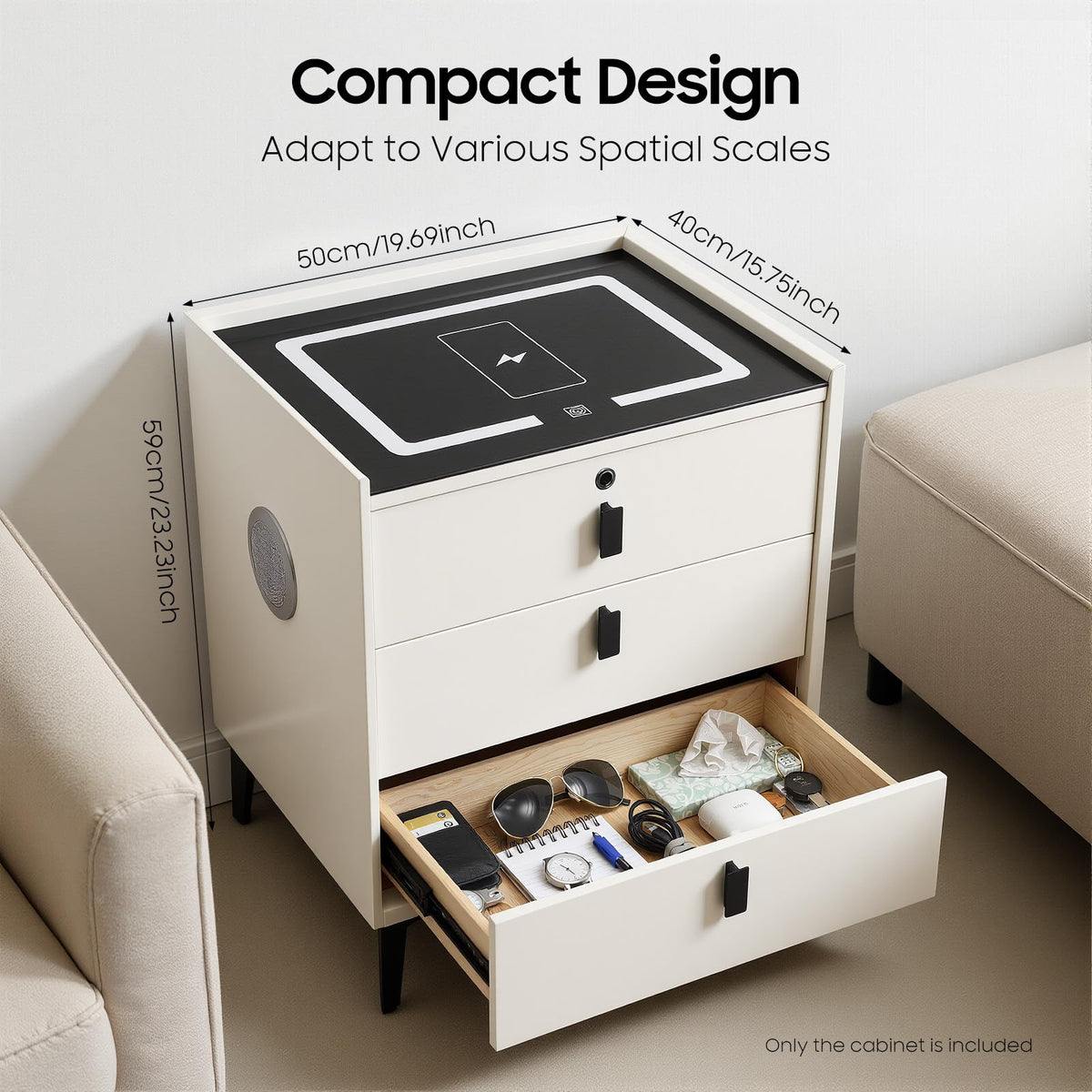 LED Nightstand with Charging Station and Drawers N65521