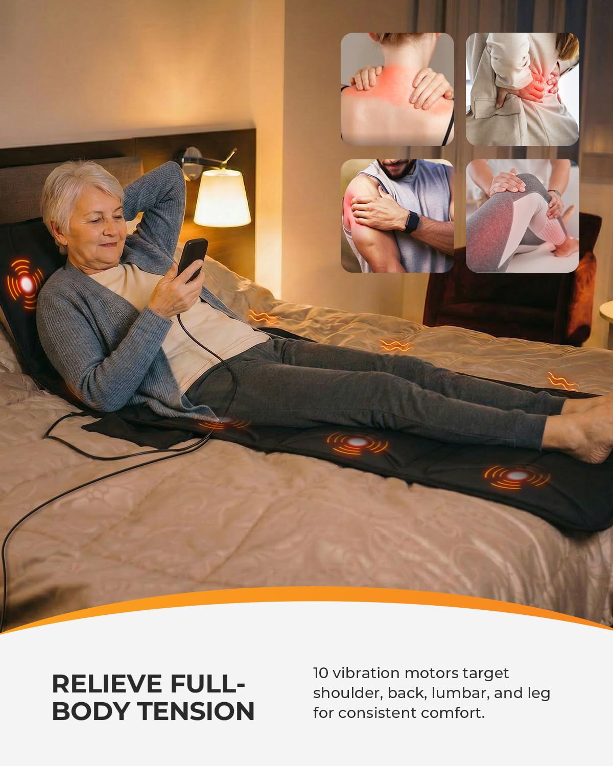 Full Body Massage Mat with Heat, 10 Motors Vibration N18430