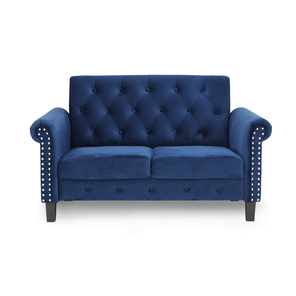 Navy Velvet 2-Seater Loveseat Sofa F859414