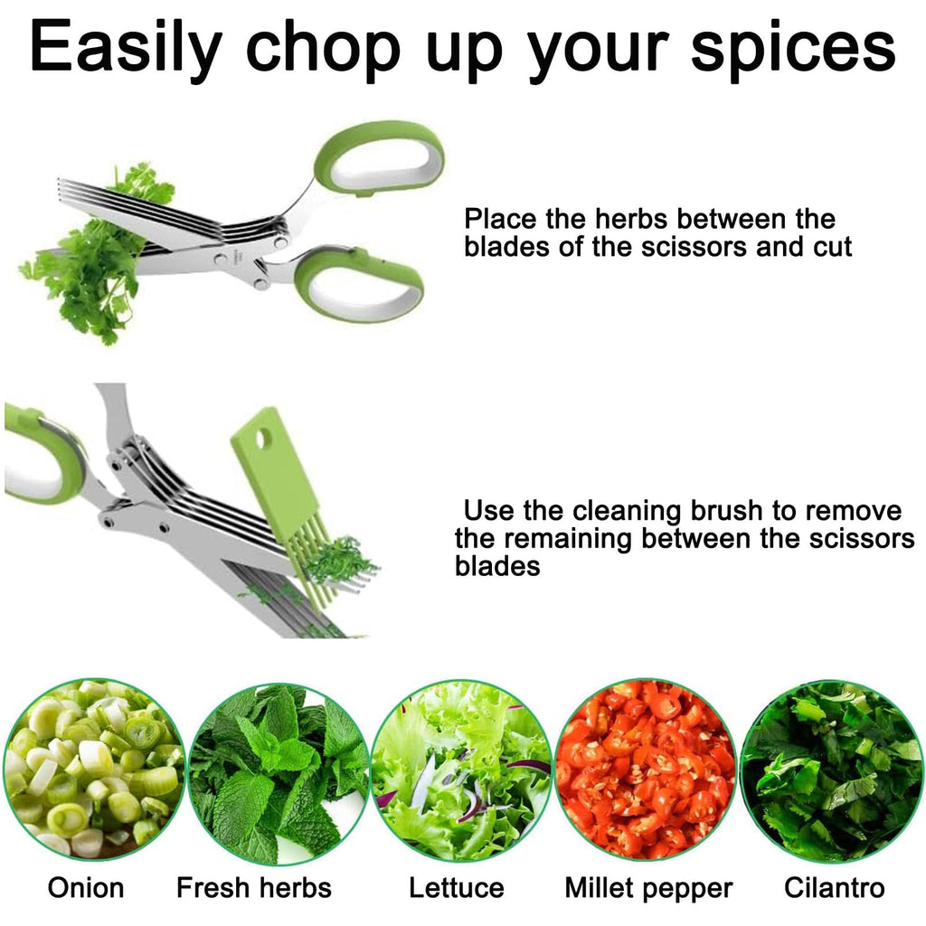 Stainless Steel 2 in 1 Garlic Press and Herb Scissors I8383