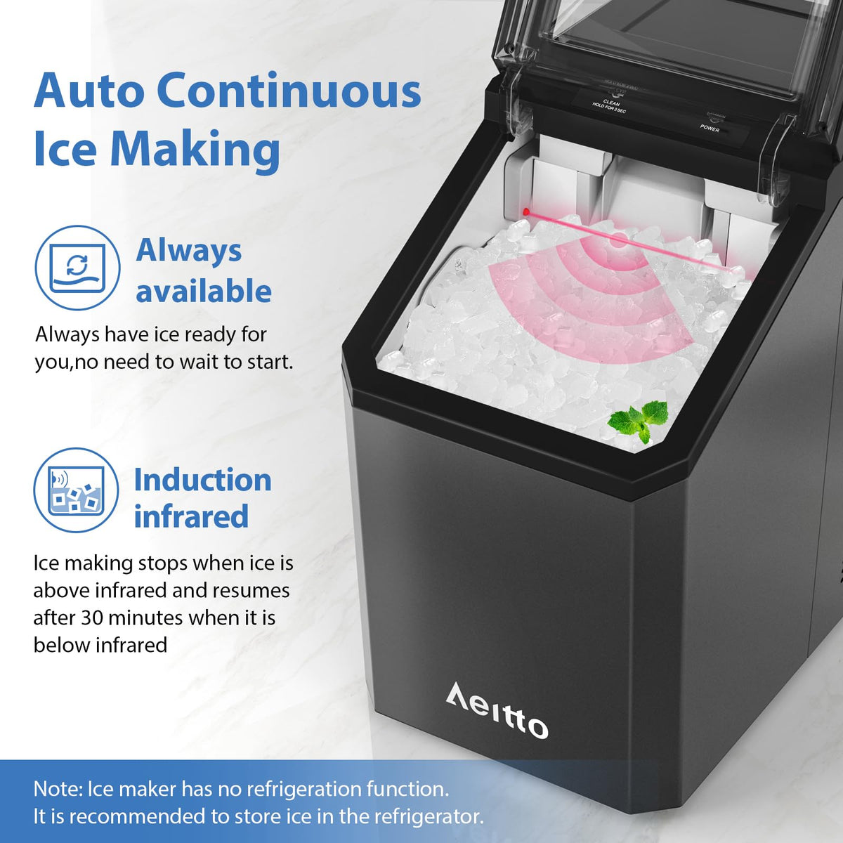55lbs/Day Self-Cleaning Stainless Steel Nugget Ice Maker Q4381