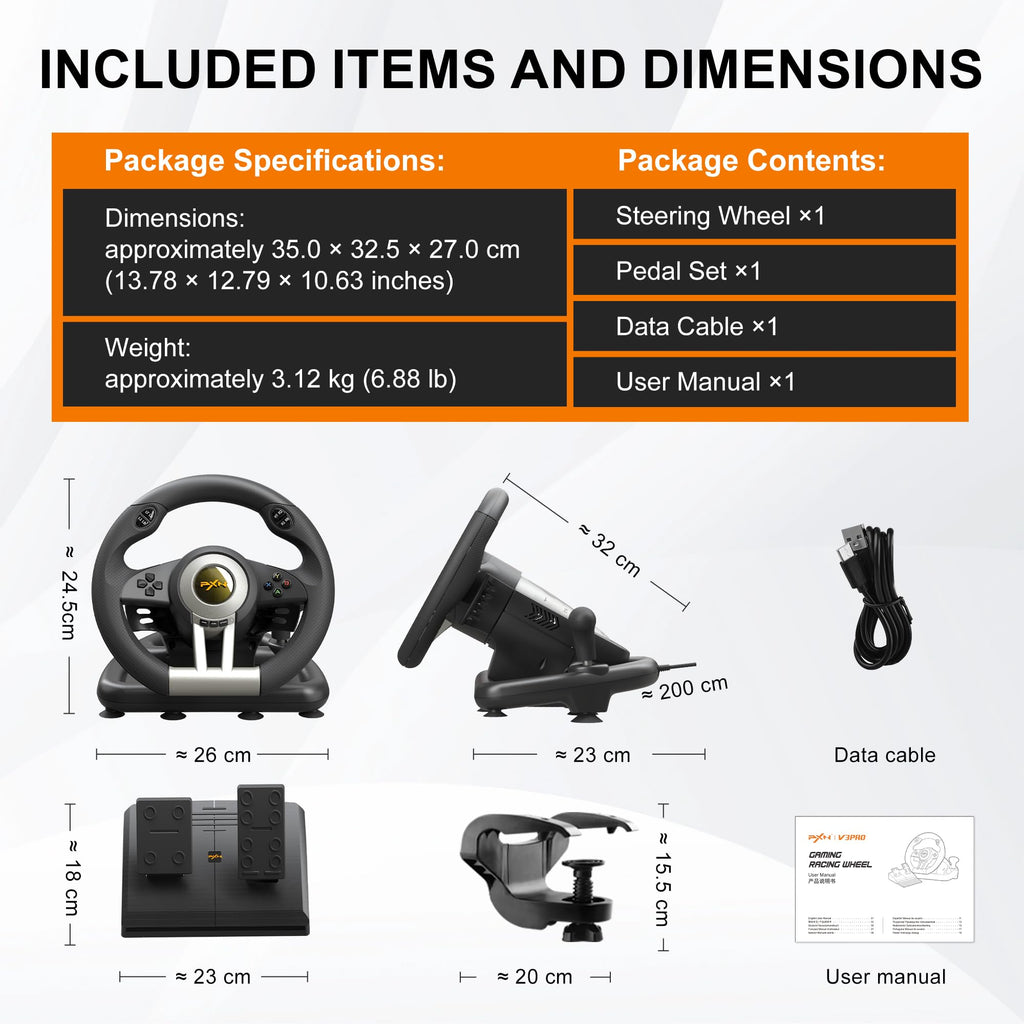 Gaming Steering Wheel with Pedals V37800