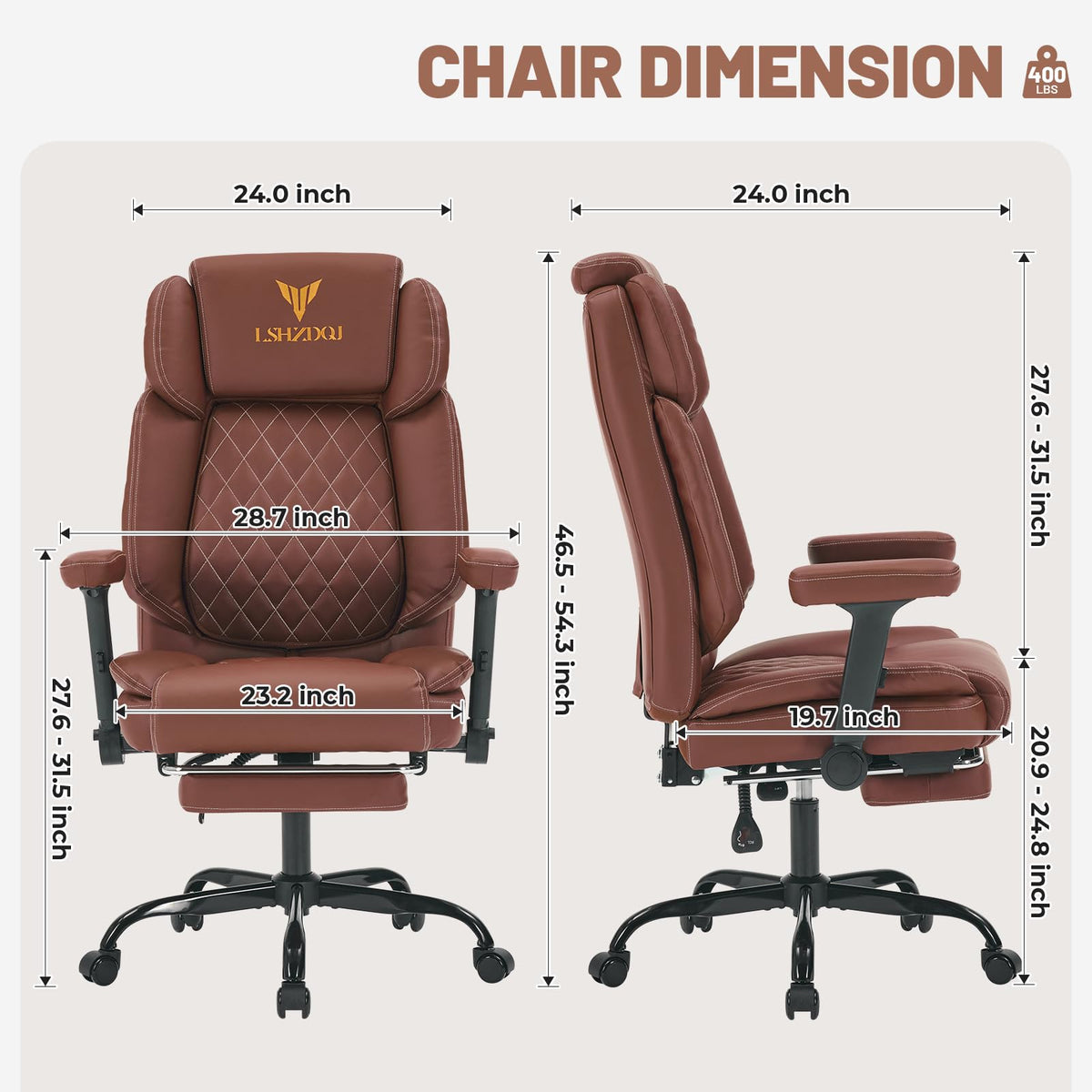 Big Tall Office Chair with Footrest Brown C321742