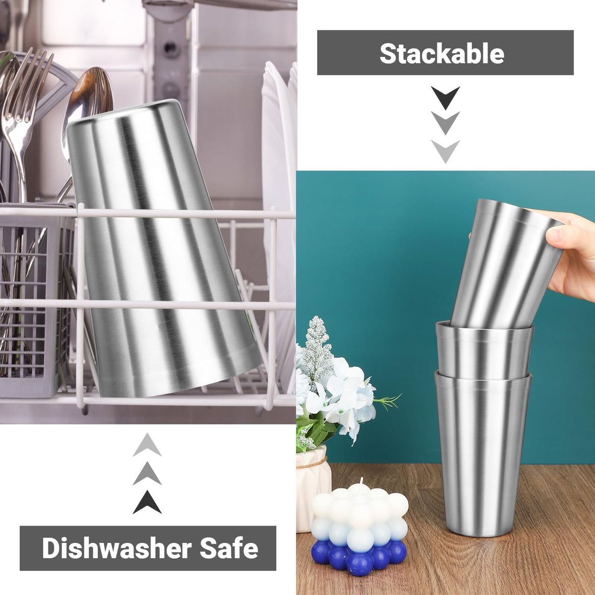 16 oz Stainless Steel Insulated Tumbler 8 Pack Q208