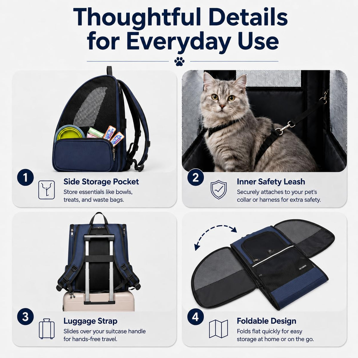 Blue Expandable Cat Carrier Backpack V8355