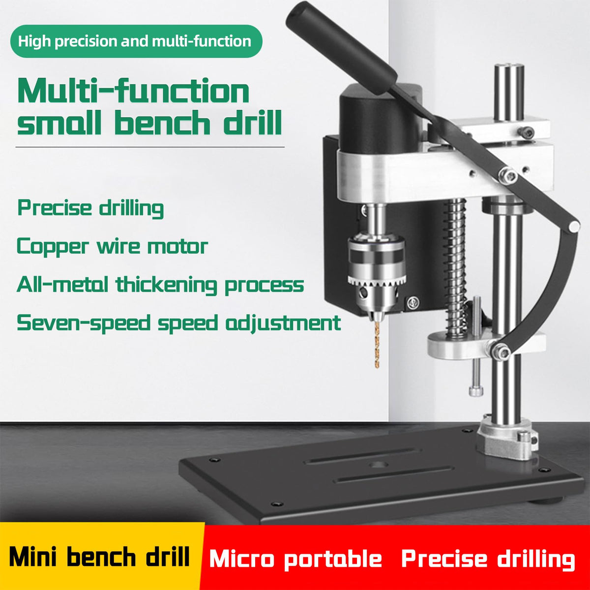 Benchtop Drill Press 0.6-6mm B10 Chuck 7-Speed Adjustable Electric Y248418