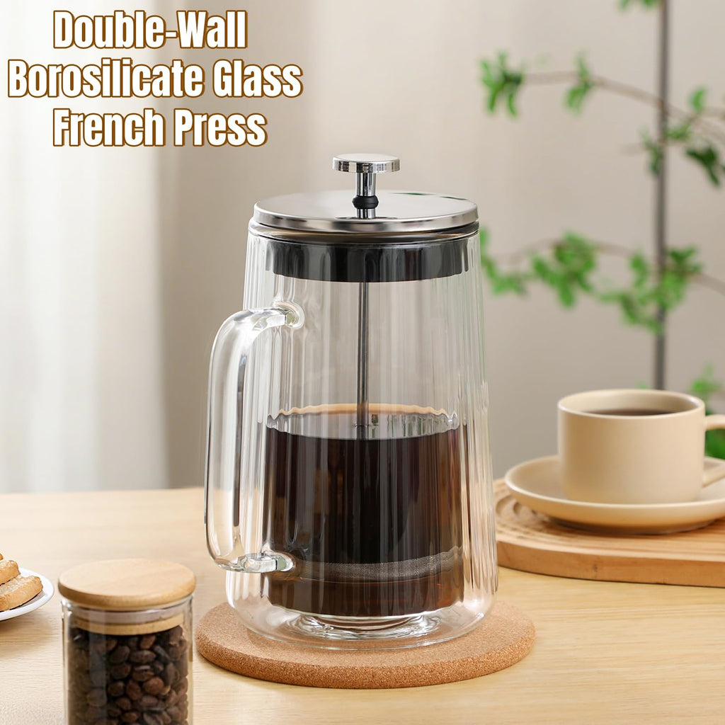 34oz Double Wall Borosilicate Glass French Press Coffee Maker O92987