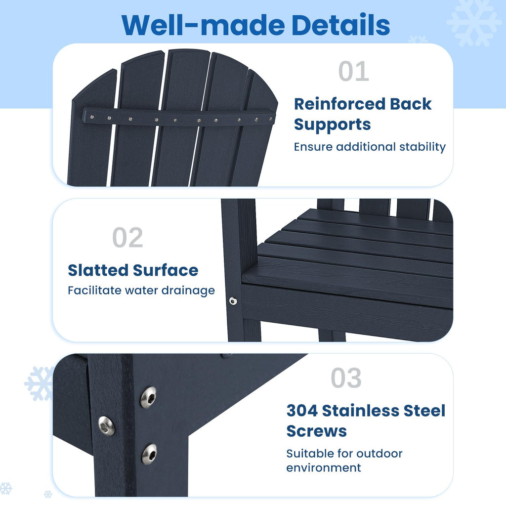 Navy Blue HDPE Resin Adirondack Chair C982