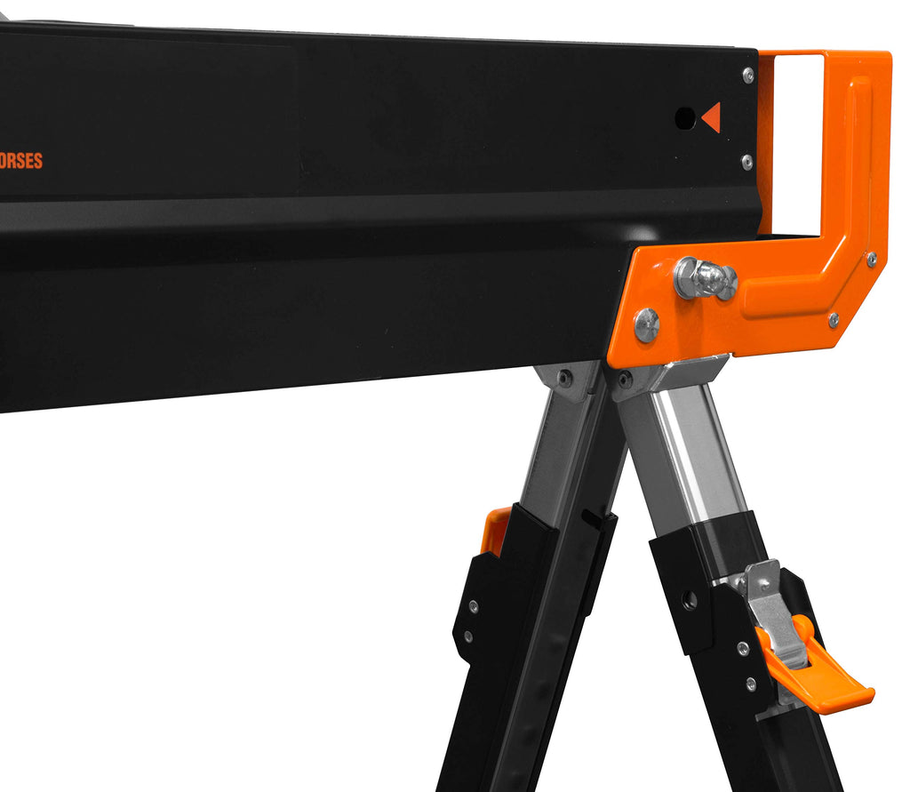 Steel Saw Horse Set, 1300-Pound Capacity, Height Adjustable, Two Pack Y79360