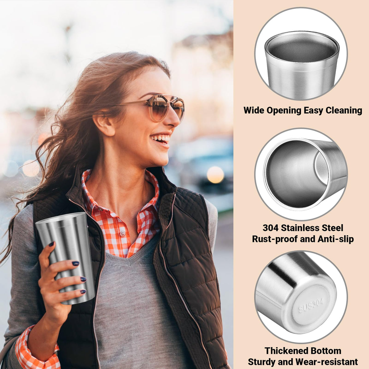 16 oz Stainless Steel Insulated Tumbler 8 Pack Q208