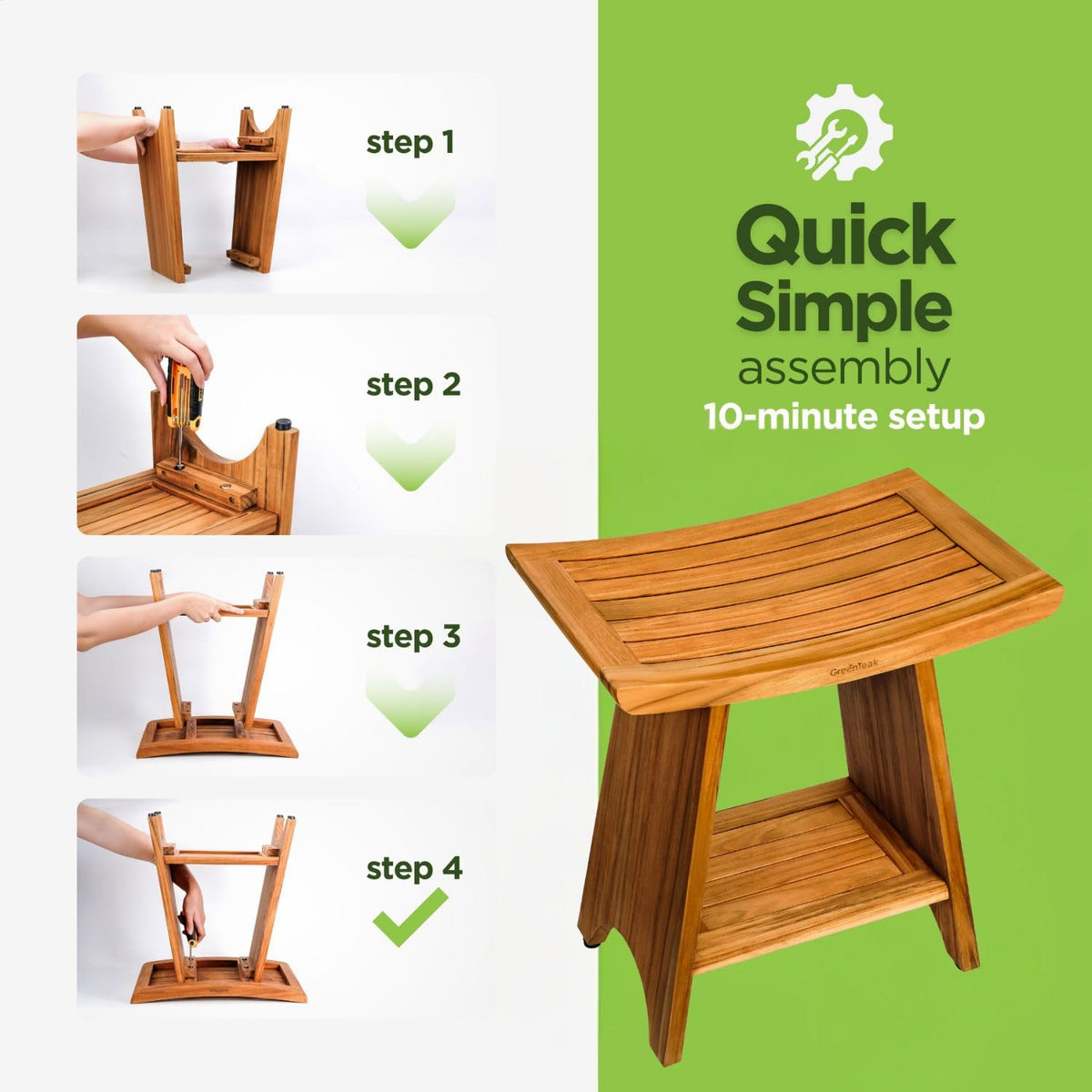 18" Teak 2-Tier Shower Bench C136500