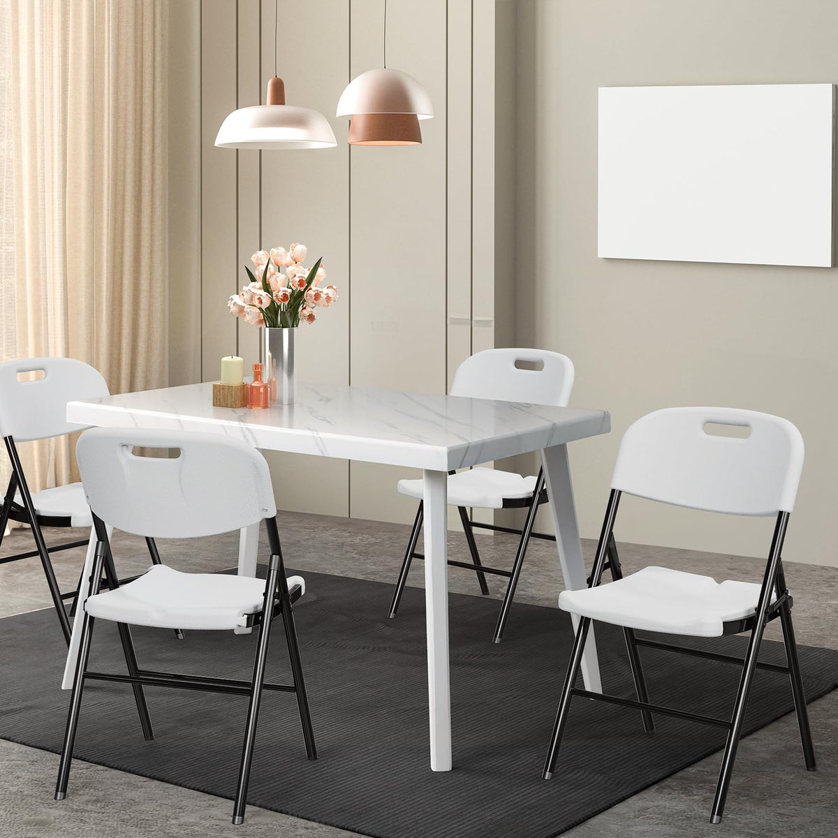 White 10 Pack HDPE Folding Chairs with Steel Frame H188444