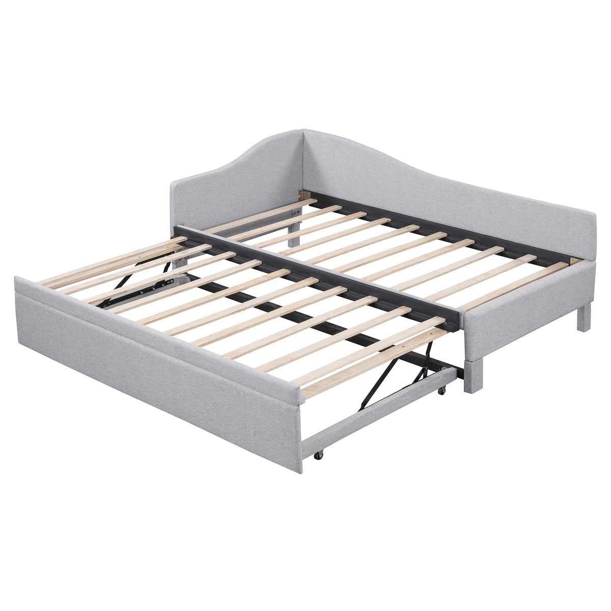 Twin Size Linen Extendable Upholstered Daybed with Pop Up Trundle U252