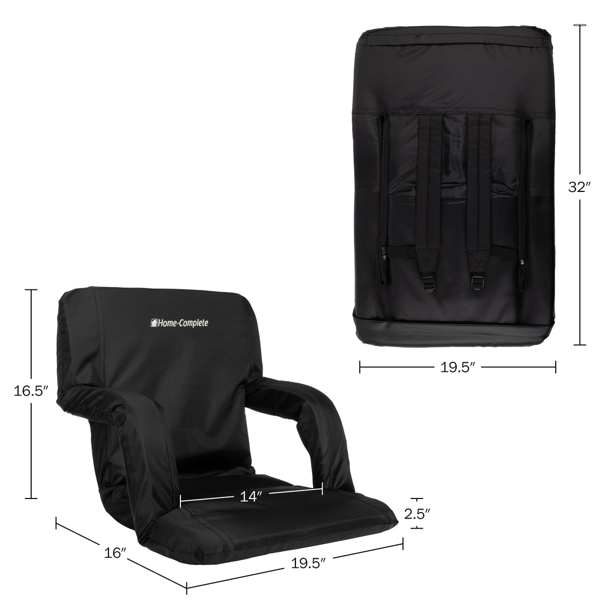2-Pack Reclining Bleacher Chairs with Back and Cushion U464972