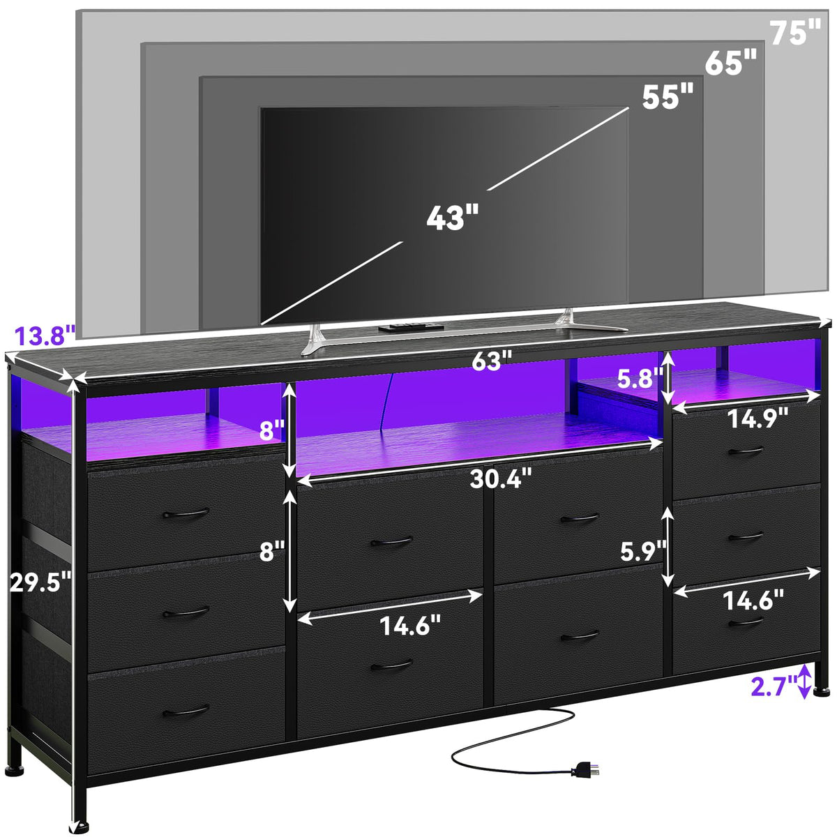 Dresser TV Stand with LED Lights G116332