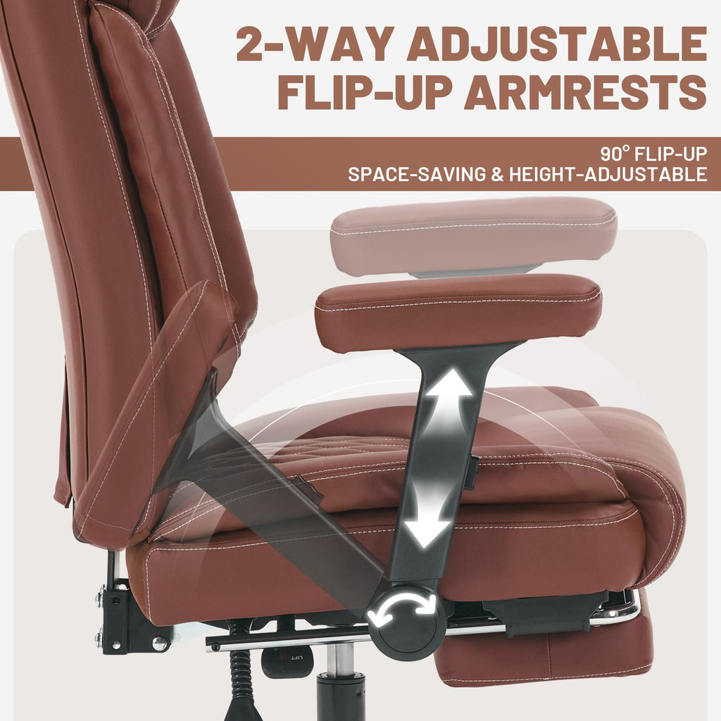 Big Tall Office Chair with Footrest Brown C321742