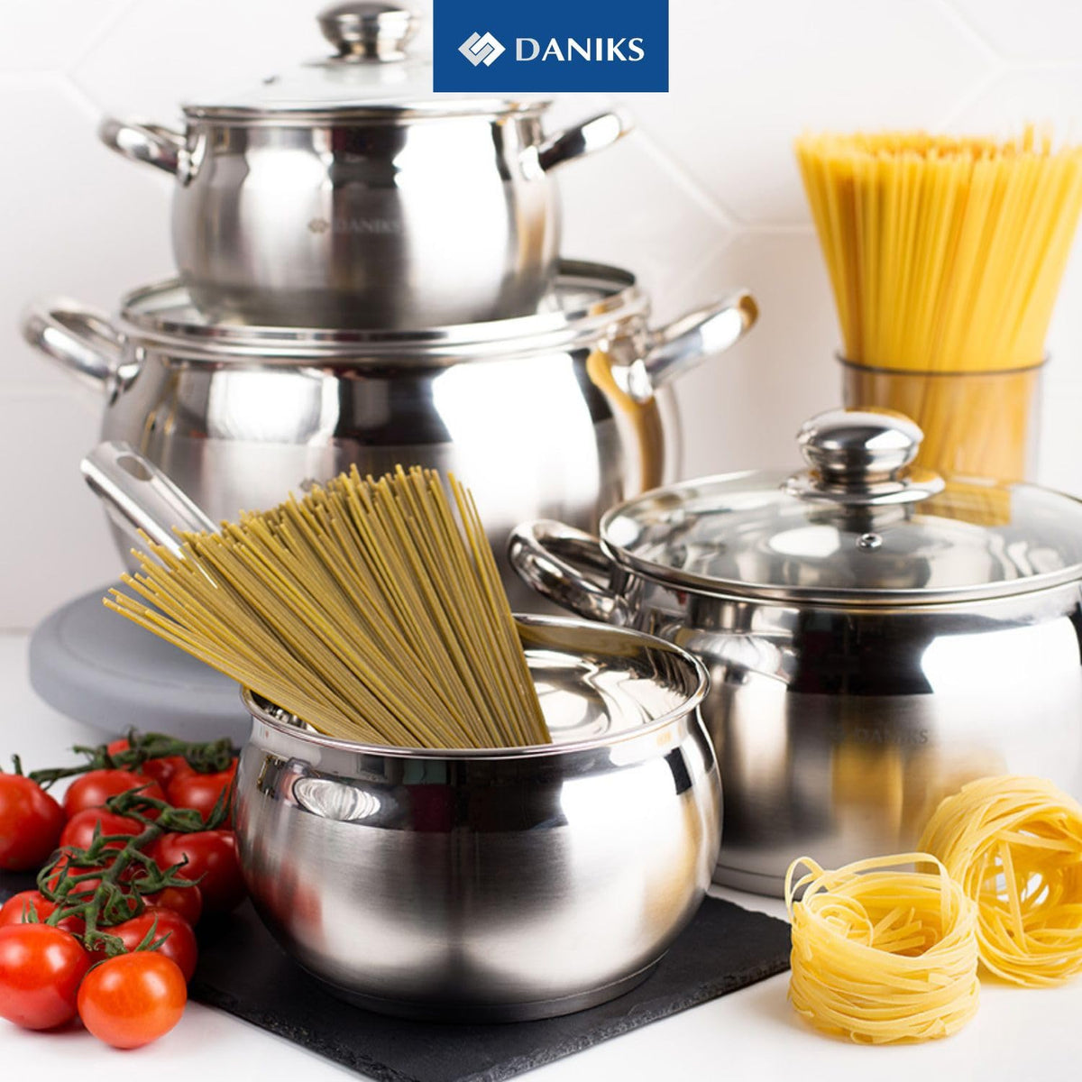 6.5 Quart Stainless Steel Stock Pot with Glass Lid E5507